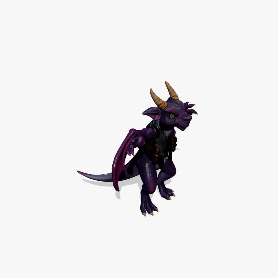 Purple Dragon Warrior Rigged and Animated Character Model